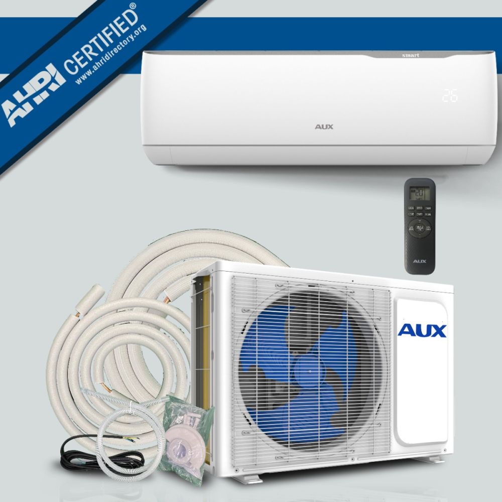 AUX 12000 BTU Ductless Air Conditioner Heat Pump J-Smart MINI Split 1 TON 110V 17 SEER 12 ft Line set Non WiFi Control